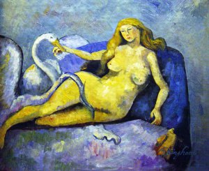 Paul Cezanne, Leda With Swan, Painting on canvas
