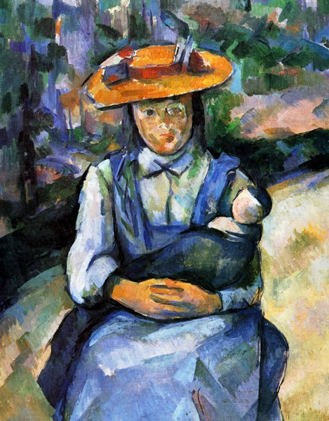 Little Girl with a Doll. The painting by Paul Cezanne