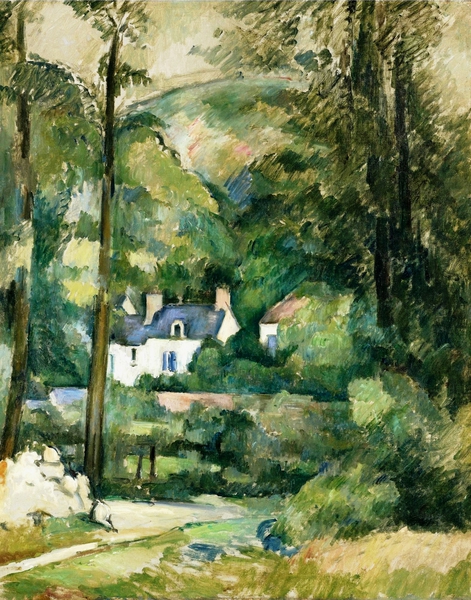 Maisons Dans La Verdure. The painting by Paul Cezanne