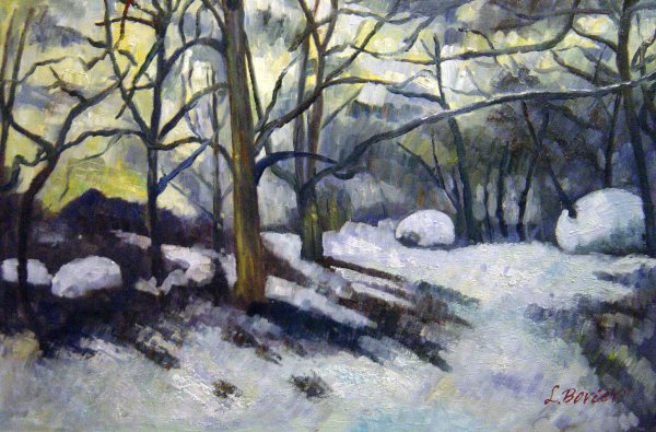 Melting Snow, Fontainebleau. The painting by Paul Cezanne