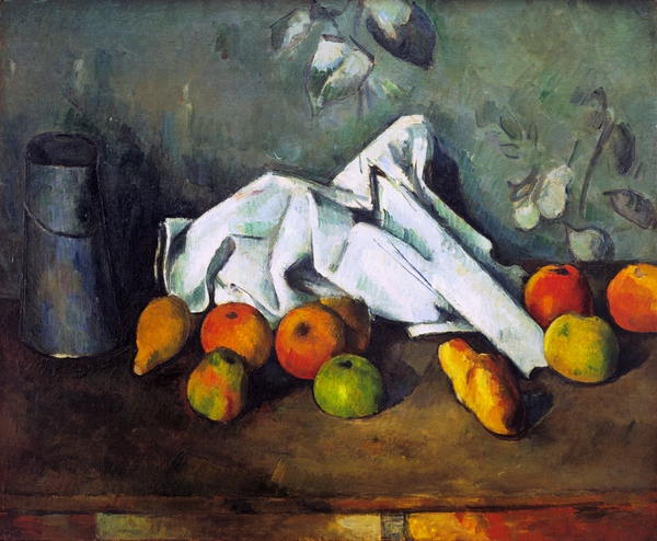 Milk Can and Apples. The painting by Paul Cezanne