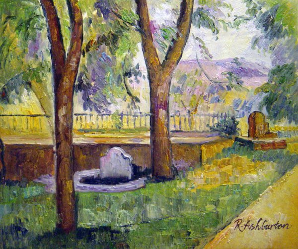 Near The Pool At The Jas De Bouffan. The painting by Paul Cezanne