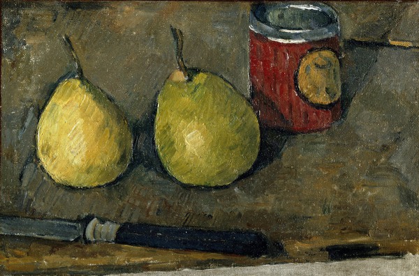 Pears and Knife. The painting by Paul Cezanne