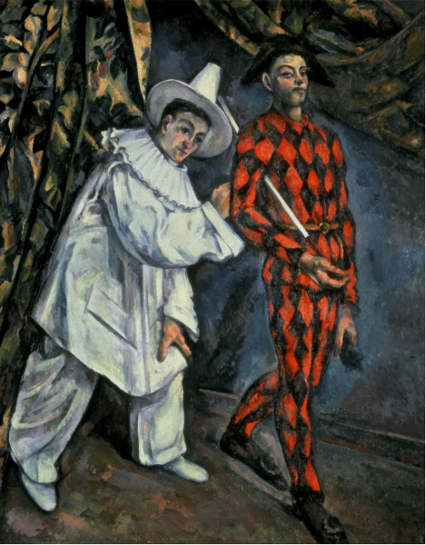 Pierrot and Harlequin. The painting by Paul Cezanne