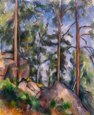 Paul Cezanne, Pines and Rocks, Painting on canvas