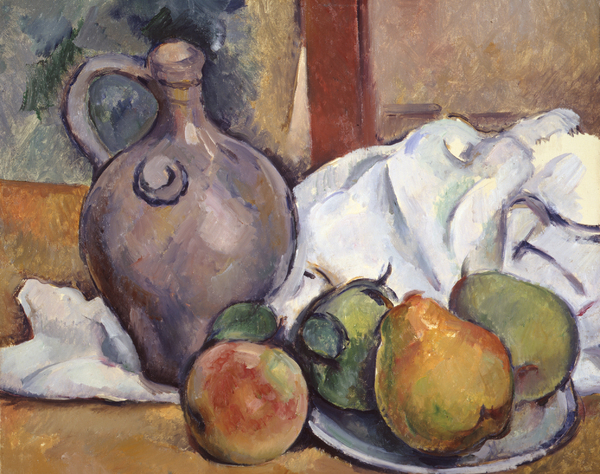 Pitcher and Plate of Pears. The painting by Paul Cezanne