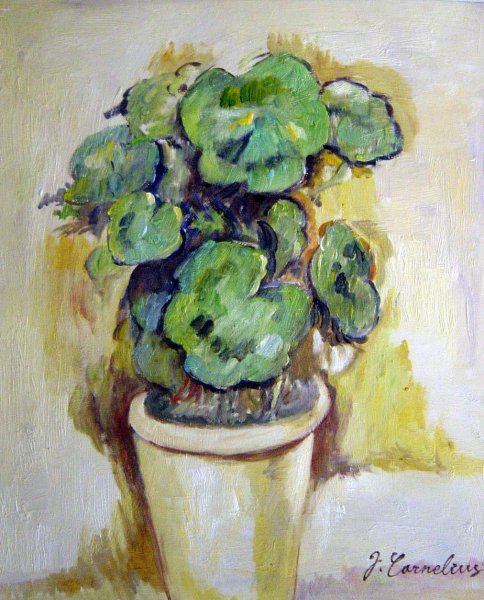 Pot of Geraniums. The painting by Paul Cezanne