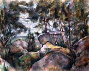 Paul Cezanne, Rocks in the Forest, Painting on canvas