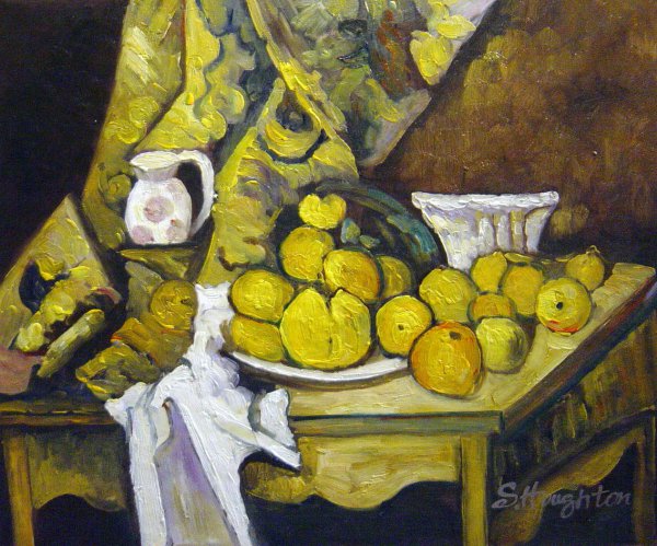 Still Life With Apples And Peaches. The painting by Paul Cezanne