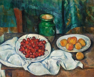 Paul Cezanne, Still Life with Cherries and Peaches, Painting on canvas