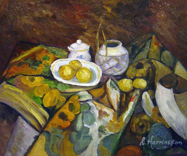 Still Life With Ginger Jar, Sugar Bowl, And Oranges. The painting by Paul Cezanne