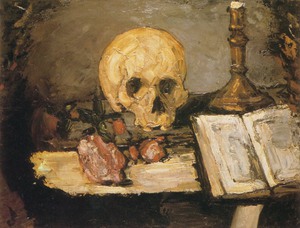 Paul Cezanne, Still Life with Skull and Candlestick, Painting on canvas