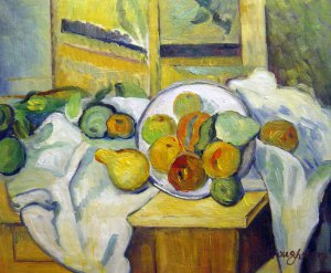 Paul Cezanne, Table, Napkin, And Fruit, Painting on canvas
