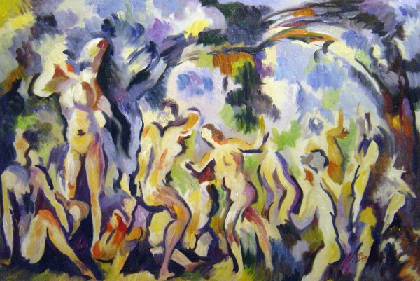 The Bathers-A Study. The painting by Paul Cezanne