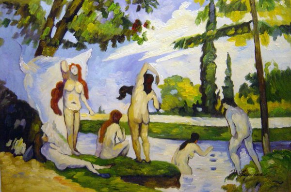 The Bathers. The painting by Paul Cezanne