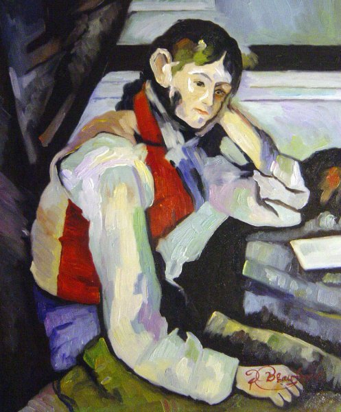 The Boy In A Red Waistcoat. The painting by Paul Cezanne