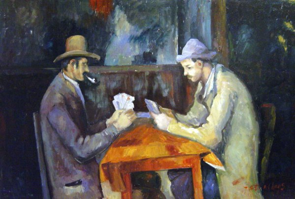 The Card Players-Louvres. The painting by Paul Cezanne