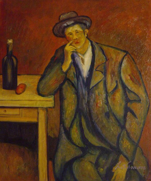 The Drinker. The painting by Paul Cezanne