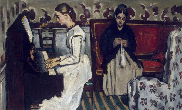 The Girl at the Piano. The painting by Paul Cezanne