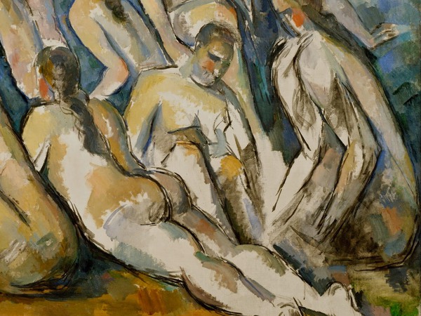 The Large Bathers, detail. The painting by Paul Cezanne