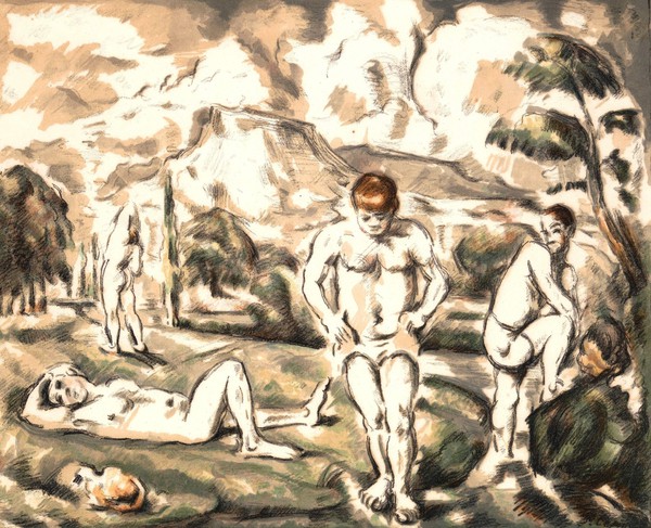The Large Bathers (Les Baigneurs). The painting by Paul Cezanne