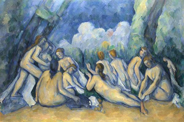 The Large Bathers. The painting by Paul Cezanne