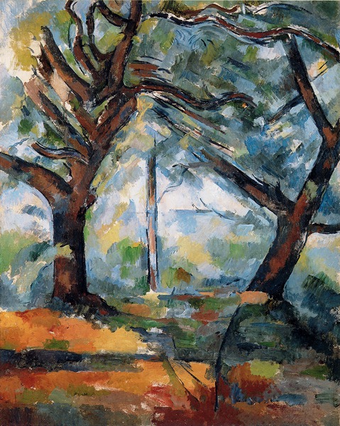 The Large Trees. The painting by Paul Cezanne