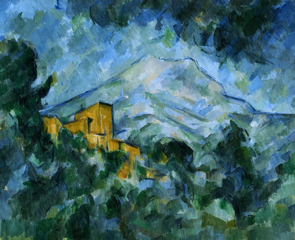 The Mont Sainte-Victoire and Chateau Noir. The painting by Paul Cezanne