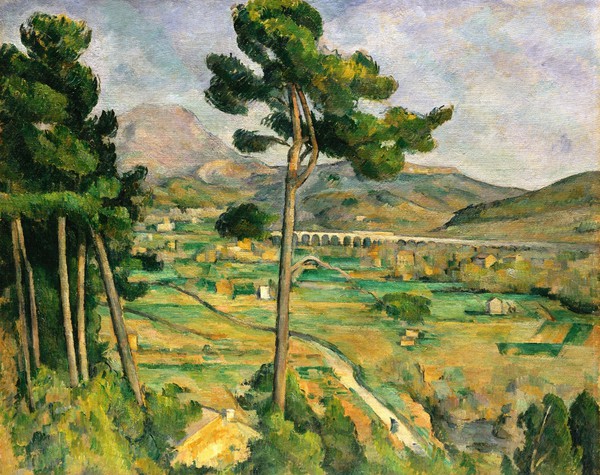 The Mont Sainte-Victoire and the Viaduct of the Arc River Valley. The painting by Paul Cezanne