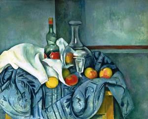 Paul Cezanne, The Peppermint Bottle, Painting on canvas