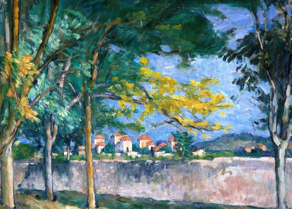 The Wall Along the Road. The painting by Paul Cezanne