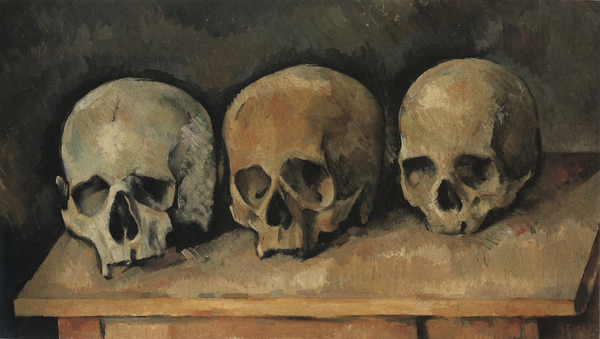 Three Skulls. The painting by Paul Cezanne