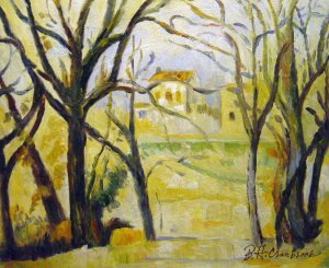 Paul Cezanne, Trees And Houses, Painting on canvas