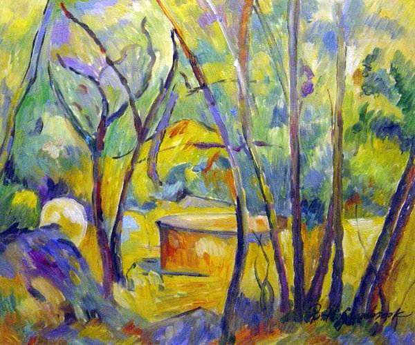 Well, Millstone And Cistern Under Trees. The painting by Paul Cezanne