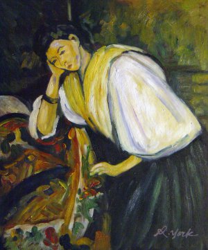 Paul Cezanne, Young Italian Girl Resting On Her Elbow, Painting on canvas