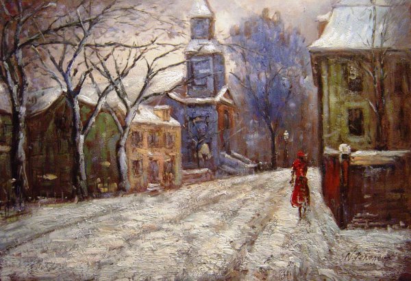 December - Gloucester. The painting by Paul Cornoyer