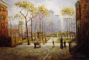 Paul Cornoyer, Late Afternoon In Washington Square, Art Reproduction