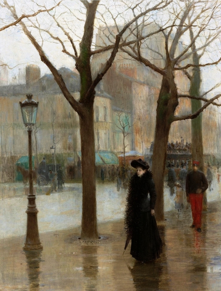 Paris Street in Winter. The painting by Paul Cornoyer