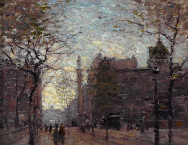 Study for Rainy Day, Columbus Circle. The painting by Paul Cornoyer
