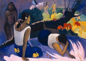 Paul Gauguin, Arearea no Varua Ino (Words of the Devil, or Reclining Tahitian Women), Painting on canvas