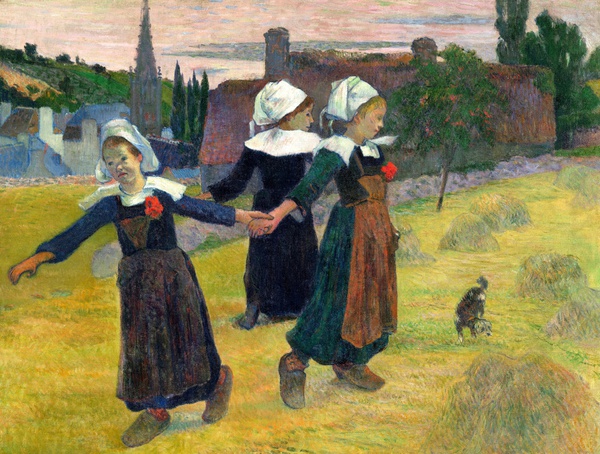 Breton Girls Dancing, Pont-Aven. The painting by Paul Gauguin