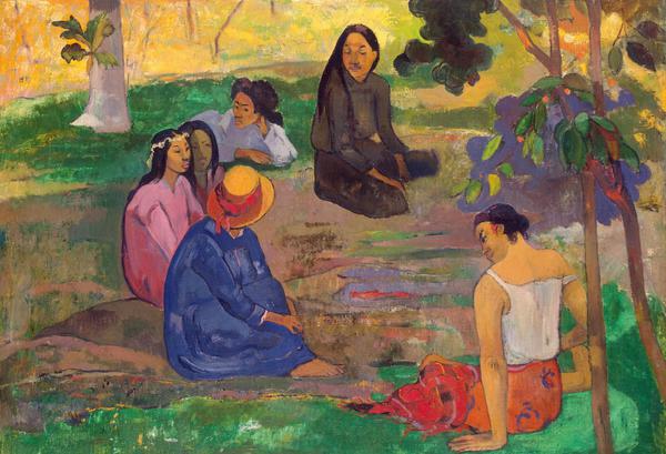 Conversation (Les Parau Parau). The painting by Paul Gauguin