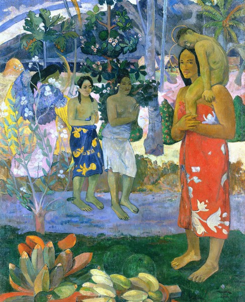 Hail Mary, La Orana Maria . The painting by Paul Gauguin