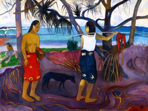 Paul Gauguin, I Raro Te Oviri (Under the Pandanus), Painting on canvas