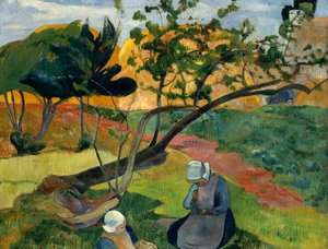 Paul Gauguin, Landscape with Two Breton Women, Painting on canvas