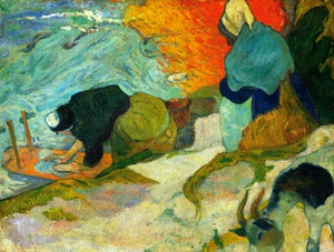 Paul Gauguin, Laveuses a Arles (Washerwomen in Arles), Painting on canvas