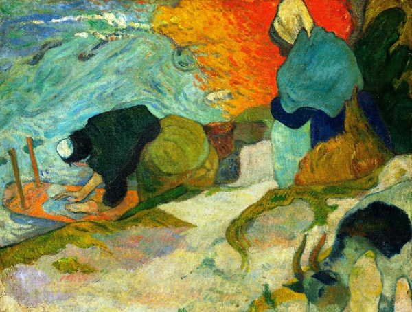 Laveuses a Arles (Washerwomen in Arles). The painting by Paul Gauguin