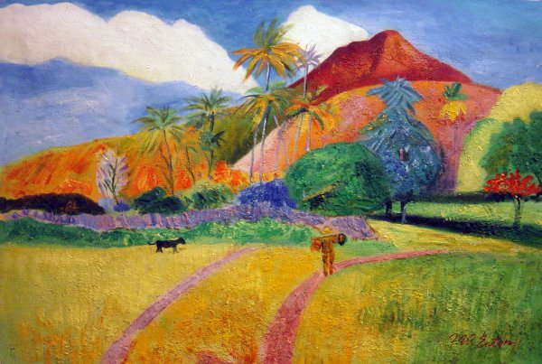 Tahitian Landscape. The painting by Paul Gauguin