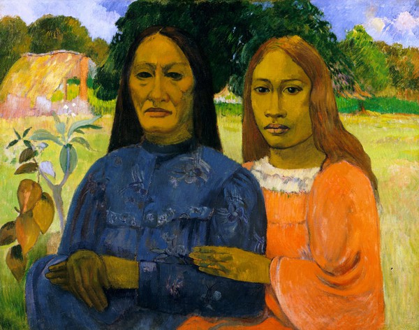 Two Women. The painting by Paul Gauguin