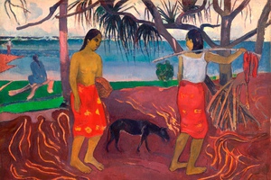 Paul Gauguin, Under the Pandanus (I Raro te Oviri), Painting on canvas